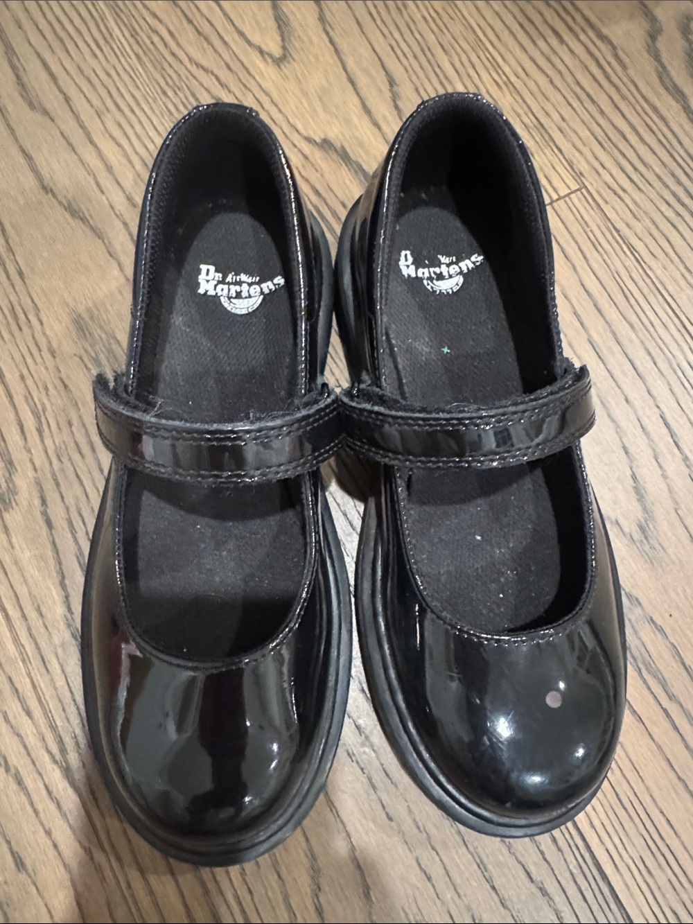 Dr. Martens Kids Black Patent Mary Jane Strap Shoes - Glossy